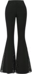 Women's Goth 70s Bell Bottoms Pants  Flare Pants Disco Outfit Party Clubwear