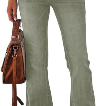 Women's Stretch Flare Jeans High Waisted Bootcut Bell Bottom Button Fly Denim Pants