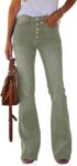 Women's Stretch Flare Jeans High Waisted Bootcut Bell Bottom Button Fly Denim Pants