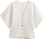 Women Oversized Cardigans Short Sleeve Lightweight Button V Neck Casual Knit Sweater Outerwear