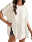 Womens Summer Babydoll Tops Casual Loose Fit Peplum Oversized Tunic Shirts