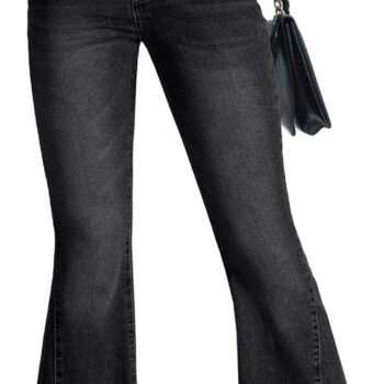 Flare Jeans for Women High Waisted Stretchy Bell Bottoms Wide Leg Side Seam Denim Pants