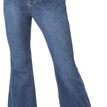 Women's Petite High Waisted Raw Hem Flared Jeans Stretchy Bell Bottom Denim Pants