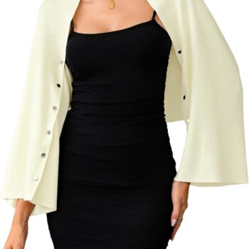 Women Open Front Shurg Sweaters Lightweight Cropped Cardigan Elegant Shawl and Wrap Knit Bolero