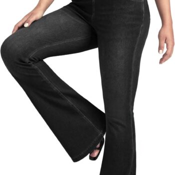 Flare Jean Leggings for Women,Bell Bottom Jeans for Women Knit Crossover High Waisted Bootcut Jean