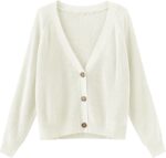 Women Long Sleeve Knit Sweater Open Front Cardigan Button Loose Outerwear