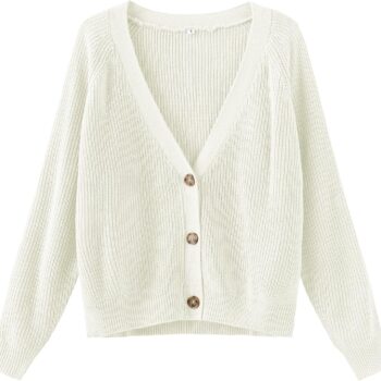 Women Long Sleeve Knit Sweater Open Front Cardigan Button Loose Outerwear